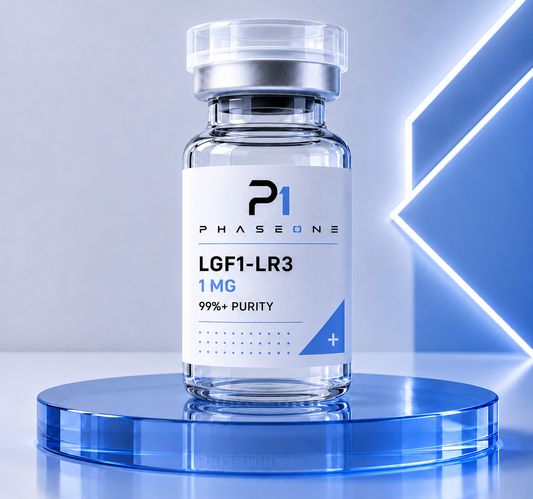 LGF1-LR3 research peptide vial by PhaseOne Australia